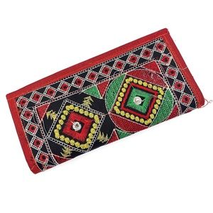 Vtg Embroidered Woven Tribal Aztec Clutch Bag